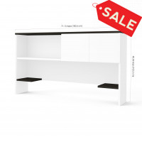 Bestar 110522-1117 Pro-Concept Plus Hutch with Sliding Door in White & Deep Grey