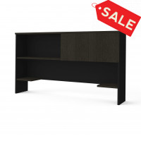 Bestar 110522-1132 Pro-Concept Plus Hutch with Sliding Door in Deep Grey & Black