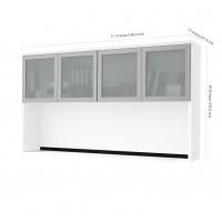 Bestar 110523-1117 Pro-Concept Plus Hutch with Frosted Glass Doors in White