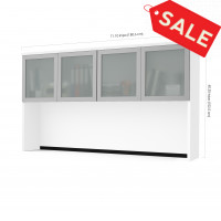 Bestar 110523-1117 Pro-Concept Plus Hutch with Frosted Glass Doors in White