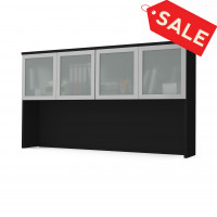 Bestar 110523-1118 Pro-Concept Plus Hutch with Frosted Glass Doors in Black