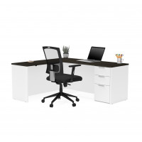 Bestar 110885-17 Pro-Concept Plus L-Desk in White & Deep Grey