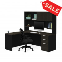 Bestar 110886-32 Pro-Concept Plus L-Desk with Hutch in Deep Grey & Black