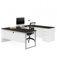 Bestar 110888-17 Pro-Concept Plus U-Desk in White & Deep Grey