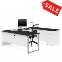 Bestar 110888-17 Pro-Concept Plus U-Desk in White & Deep Grey