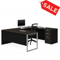 Bestar 110888-32 Pro-Concept Plus U-Desk in Deep Grey & Black