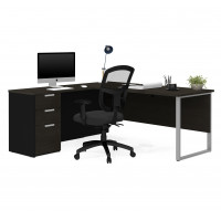 Bestar 110891-32 Pro-Concept Plus L-Desk with Metal Leg in Deep Grey & Black
