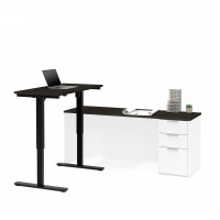 Bestar 110895-17 Pro-Concept Plus Height Adjustable L-Desk in White & Deep Grey
