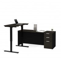 Bestar 110895-32 Pro-Concept Plus Height Adjustable L-Desk in Deep Grey & Black