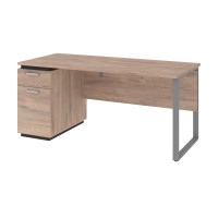 Bestar 114400-000009 Aquarius 66W  Desk with Single Pedestal in rustic brown & graphite