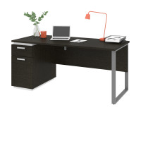 Bestar 114400-000032 Aquarius 66W  Desk with Single Pedestal in deep grey & white