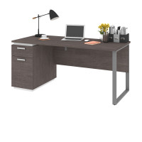 Bestar 114400-000047 Aquarius 66W  Desk with Single Pedestal in bark grey & white