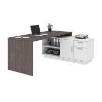 Bestar 115420-000047 Equinox 72W L-Shaped Desk in bark grey & white