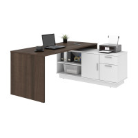 Bestar 115420-000052 Equinox 72W L-Shaped Desk in antigua & white