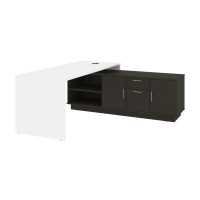 Bestar 115855-001732 Equinox 72W L-Shaped Office Desk in white & deep grey
