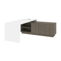 Bestar 115855-001735 Equinox 72W L-Shaped Office Desk in white & walnut grey