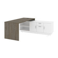 Bestar 115855-003517 Equinox 72W L-Shaped Office Desk in walnut grey & white