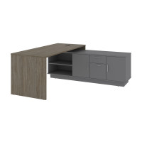 Bestar 115855-003559 Equinox 72W L-Shaped Office Desk in walnut grey & slate
