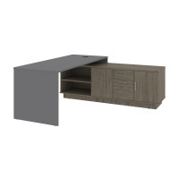 Bestar 115855-005935 Equinox 72W L-Shaped Office Desk in slate & walnut grey