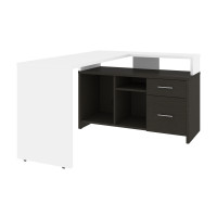 Bestar 115860-001732 Equinox 57W 56W L-Shaped Desk in white & deep grey