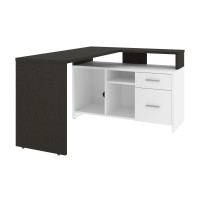 Bestar 115860-003217 Equinox 57W 56W L-Shaped Desk in deep grey & white
