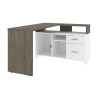 Bestar 115860-003517 Equinox 57W 56W L-Shaped Desk in walnut grey & white