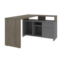 Bestar 115860-003559 Equinox 57W 56W L-Shaped Desk in walnut grey & slate