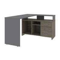 Bestar 115860-005935 Equinox 57W 56W L-Shaped Desk in slate & walnut grey