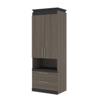 Bestar 116164-000047 Orion 30W Storage Cabinet with Pull-Out Shelf in bark gray & graphite