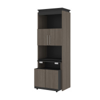 Bestar 116166-000047 Orion 30W Shelving Unit with Fold-Out Desk in bark gray and graphite