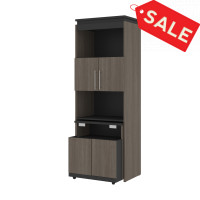 Bestar 116166-000047 Orion 30W Shelving Unit with Fold-Out Desk in bark gray and graphite
