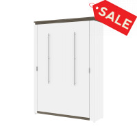 Bestar 116183-000017 Orion 57W 59W Full Murphy Bed in white & walnut grey