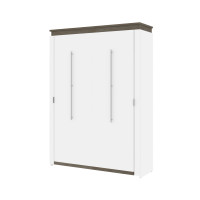 Bestar 116184-000017 Orion 65W Queen Murphy Bed in white & walnut grey