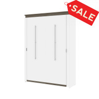 Bestar 116184-000017 Orion 65W Queen Murphy Bed in white & walnut grey