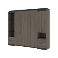 Bestar 116862-000047 Orion 98W Full Murphy Bed and Narrow Storage Solutions with Drawers (99W) in bark gray & graphite