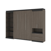 Bestar 116863-000047 Orion 118W Full Murphy Bed with Multifunctional Storage (119W) in bark gray & graphite
