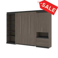 Bestar 116863-000047 Orion 118W Full Murphy Bed with Multifunctional Storage (119W) in bark gray & graphite