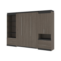 Bestar 116864-000047 Orion 118W Full Murphy Bed and Multifunctional Storage with Drawers (119W) in bark gray & graphite