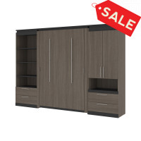 Bestar 116864-000047 Orion 118W Full Murphy Bed and Multifunctional Storage with Drawers (119W) in bark gray & graphite