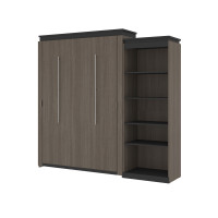 Bestar 116882-000047 Orion Queen Murphy Bed with Shelving Unit (95W) in bark gray & graphite