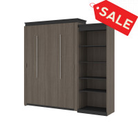 Bestar 116882-000047 Orion Queen Murphy Bed with Shelving Unit (95W) in bark gray & graphite