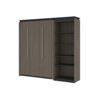 Bestar 116892-000047 Orion Full Murphy Bed with Shelving Unit (89W) in bark gray & graphite