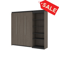 Bestar 116892-000047 Orion Full Murphy Bed with Shelving Unit (89W) in bark gray & graphite