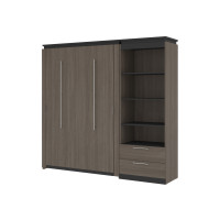 Bestar 116893-000047 Orion Full Murphy Bed and Shelving Unit with Drawers (89W) in bark gray & graphite