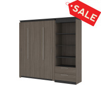 Bestar 116893-000047 Orion Full Murphy Bed and Shelving Unit with Drawers (89W) in bark gray & graphite