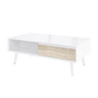 Bestar 118160-000001 Adara 48W Coffee Table in white uv & mountain ash gray