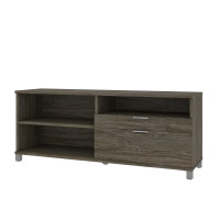 Bestar 120610-000035 Pro-Linea 72W Credenza with 2 Drawers in walnut grey