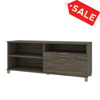 Bestar 120610-000035 Pro-Linea 72W Credenza with 2 Drawers in walnut grey