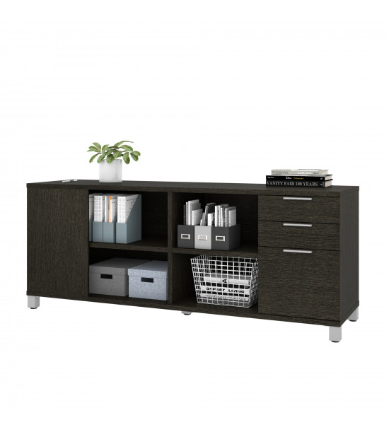 Bestar 120611-1132 Pro-Linea Credenza with three drawers in Deep Grey Bestar 120611-1132 Pro-Linea Credenza with three drawers in Deep Grey