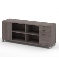 Bestar 120611-1147 Pro-Linea Credenza with Three Drawers in Bark Gray